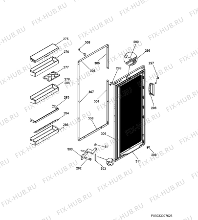 Взрыв-схема холодильника Electrolux EK13411RBR - Схема узла Door